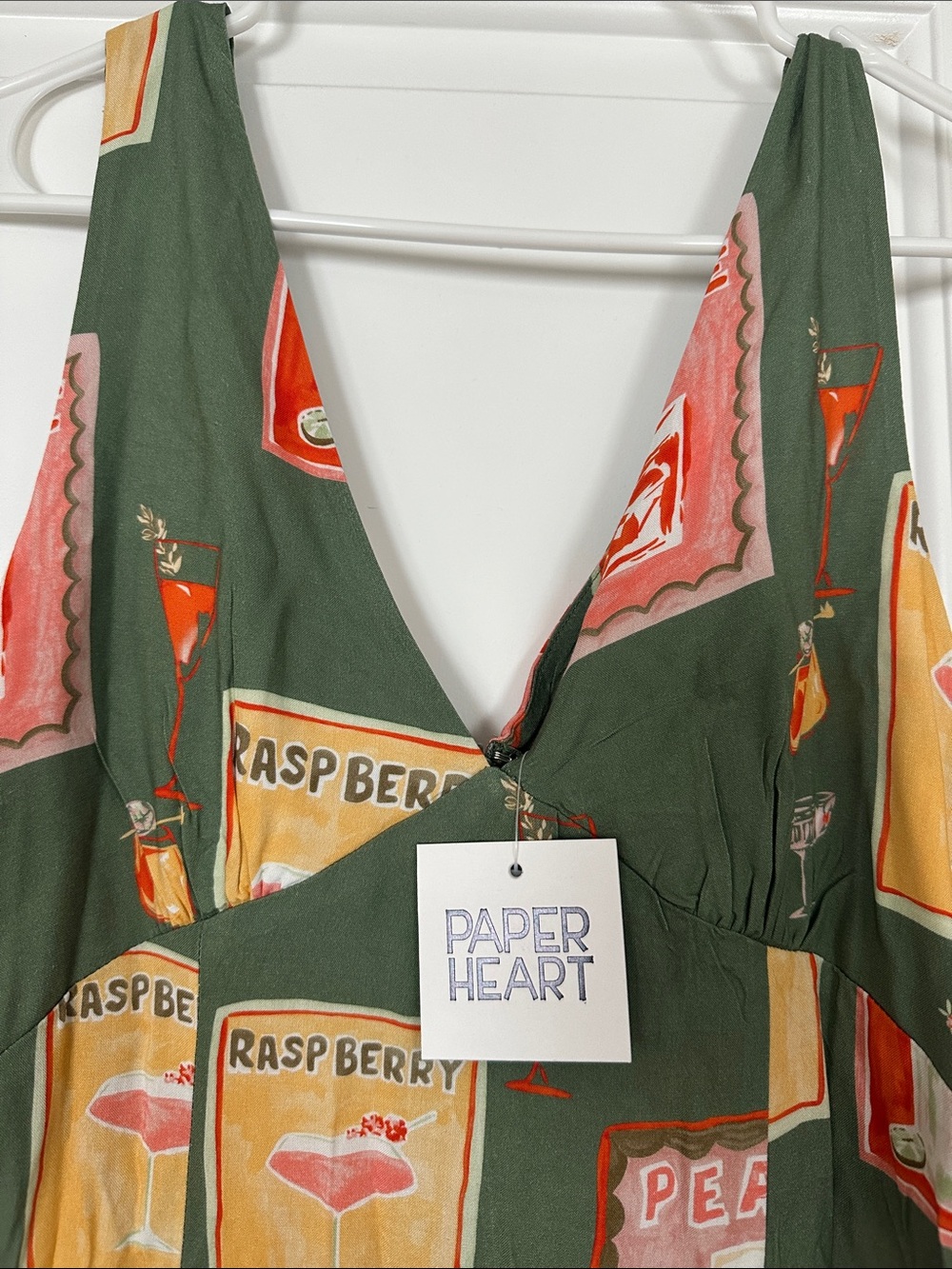 Paper Heart Olive Green Printed Maxi Dress - Picture 3 of 5